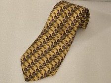 Paul Frederick All Silk Necktie Pelican Bird Yellow 58" Made In USA Tie