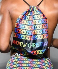 Andrew Christian Pride 2021 Chain Bag NWOT Unisex Drawstring 100% Polyester