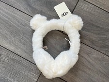 UGG AUSTRALIA GIRLS FAUX FUR EARMUFFS W/EARS, WHITE, NWT, ONE SIZE