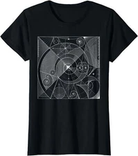 Sacred T Shirt Fibonacci White Golden Spiral---