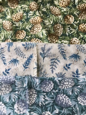 Vtg Changing Of The Seasons Fabric Piece Lot Of 3 Artic Expressions