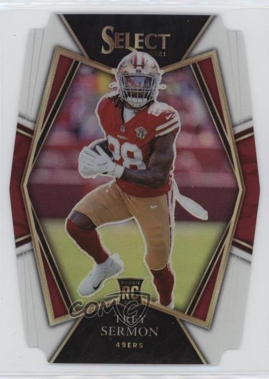 2021 Select Premier Level White Prizm Die-Cut 19/99 Trey Sermon Rookie RC nd3