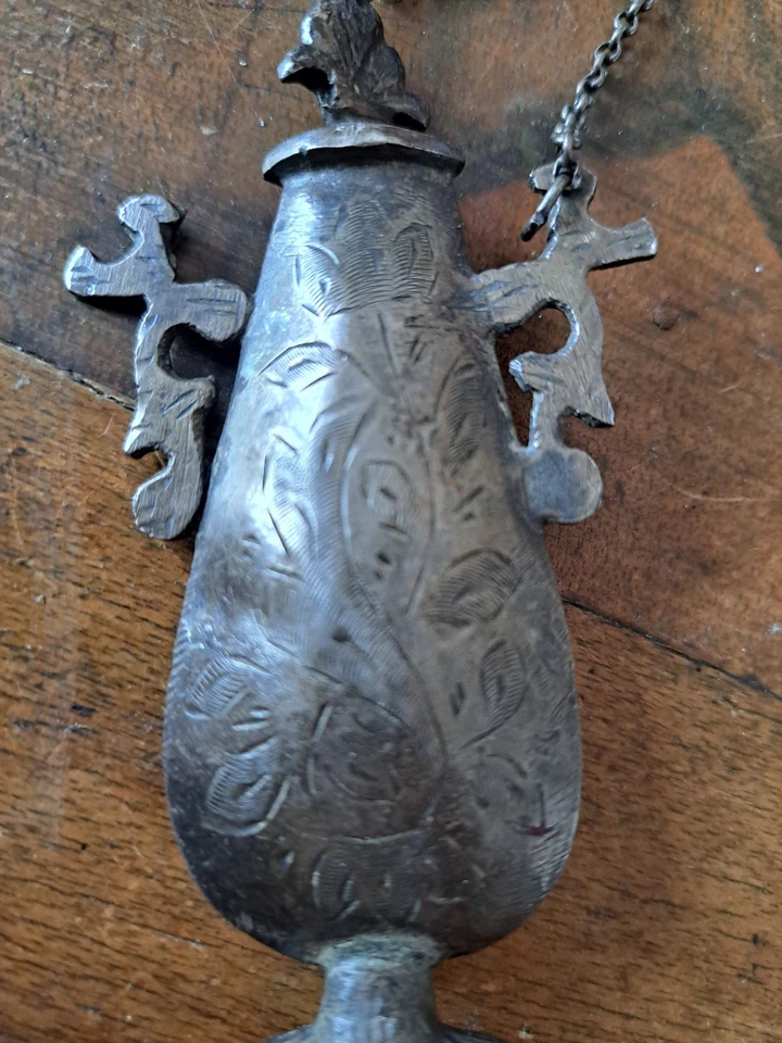 ANCIENNE FIOLE A KHOL BERBERE ETHNIQUE TUNISIE EN ARGENT - Photo 4/4