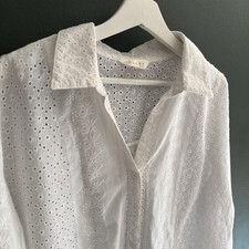 Ladies Pure White Cotton Broderie Anglaise  Shirt XL (16)