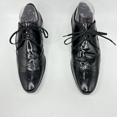 Ted Baker-Hamniy Wingtip Shoes Mens 8 Black Leather Dress  display picture 1