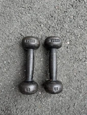 Rare Set Of 2 Vintage YORK Bun Head Cast Iron Dumbbells 4 Lbs Each (8 lbs total)