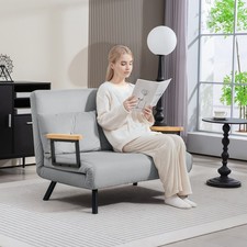 Fabric Convertible Sofa Bed with Pillow for Living Room