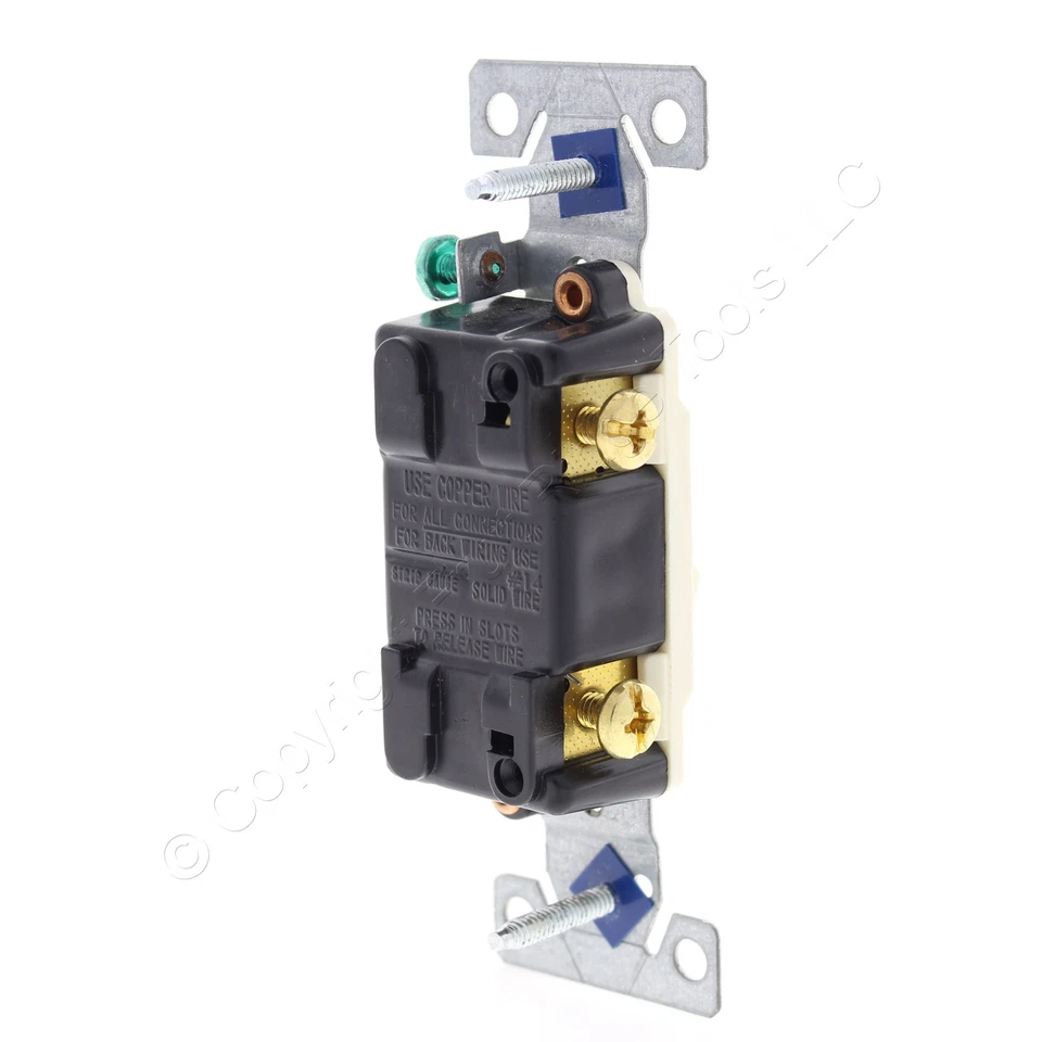 Interruptor de luz de parede Cooper ALMOND ILLUMINATED 15A 120V a granel 1301-7LTA - Imagem 4 de 4