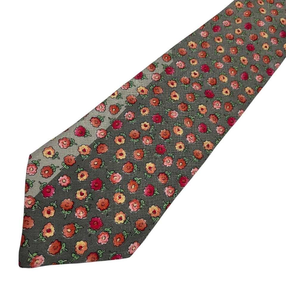 Corbata Vitaliano Pancaldi Hombre Verde Multicolor Floral Flores Seda 4" (W) 59" (L) Foto 4 de 4