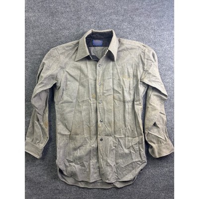 Pendleton Wool Shirt Mens M Gray Vintage Pure Virgin Wool Button Down Long Sl