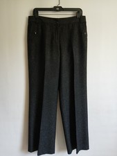 Women's Liz Claiborne Black With White Flecks Trousers Lined Viscose Wool Blend