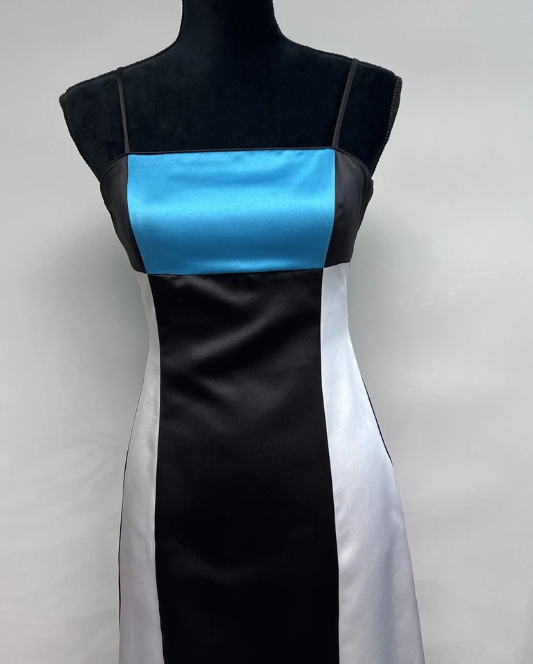 Vestido De Colección Años 90 Y2K Baile de graduación ColorBlock Regreso a casa Formal Talla 5 Grunge Gótico Satinado Foto 3 de 4
