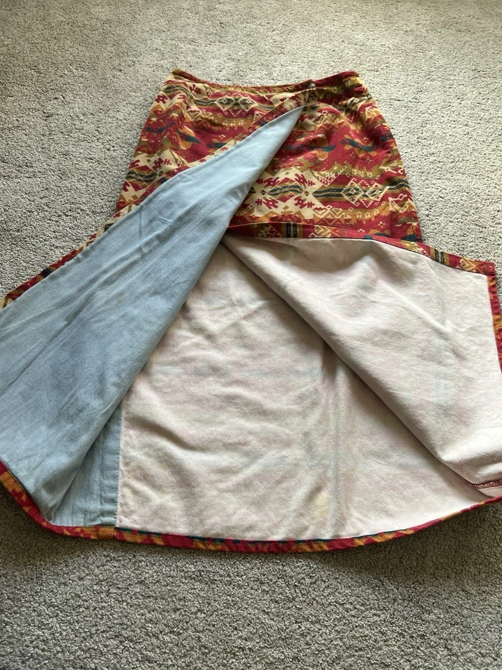 Vintage Cambridge Dry Goods Size 14 Aztec Tribal Print Wrap Skirt 100% Cotton - Image 2 of 4