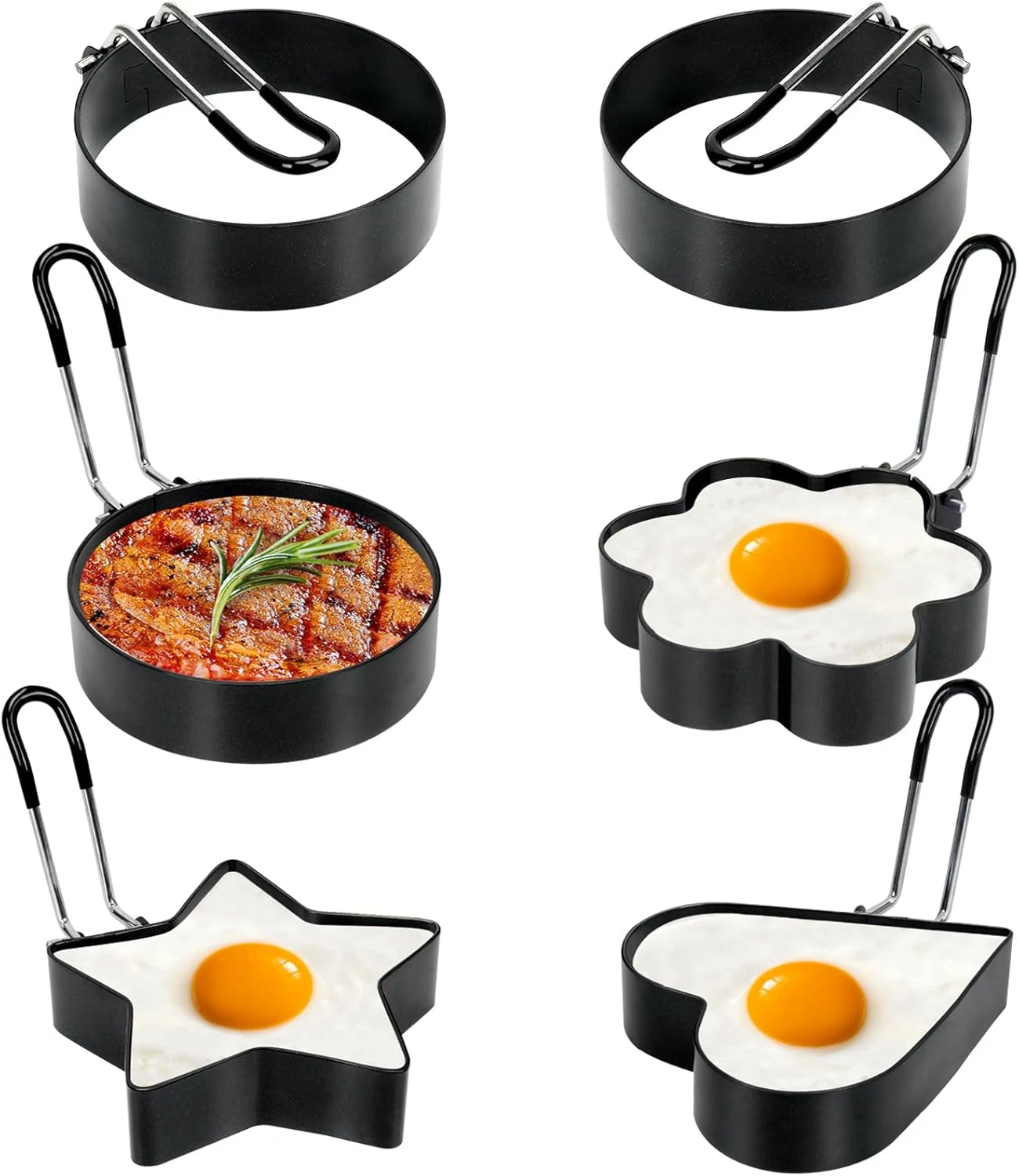 6 Pack Eggs Rings, Stainless Steel Egg Cooking Rings, round Pancake Mold for Fry