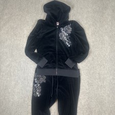 Vintage Juicy Couture Black Velour Tracksuit Set Large Y2K