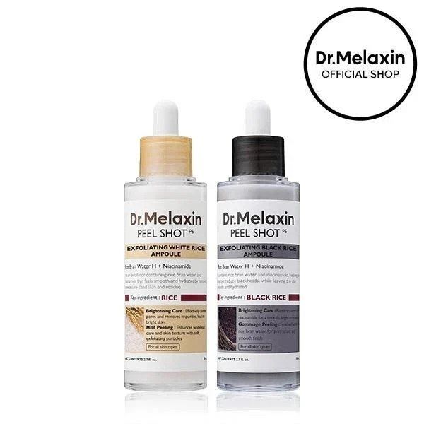Dr.Melaxin Peel Shot Glow White and Black Rice Ampoule Duo S