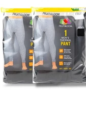 Fruit of the Loom LARGE 2 Men’s Thermal Underwear Pants Black Long Johns