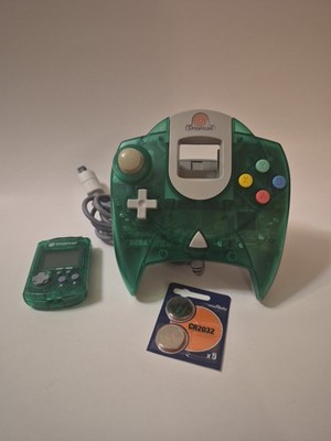 Official OEM Sega Dreamcast Remote Controller Clear Green w/ VMU - NEW BATTERIES