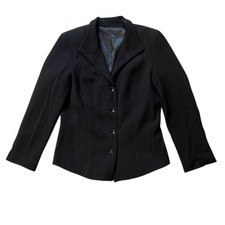 Vintage Drama Black Wool Blend Satin Lined Women's Fitted Blazer Coat Size 6