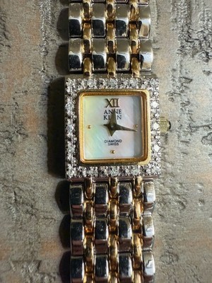 Anne Klein Women's Diamond Bezel Swiss Movement Mother of Pearl Watch Working