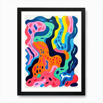 Glowing Deltas Abstract Waterway De Framed Wall Art Poster Canvas Print Picture
