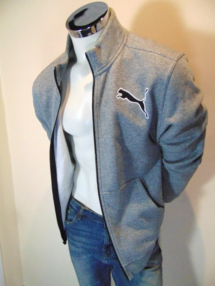 Chaqueta Puma Track Para Hombre Grande Gris Cremallera Completa Rendimiento Elastizada Bolsillo Chaqueta Foto 4 de 4