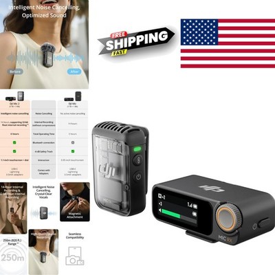 Compact Wireless Microphone with 250 Meter Range for Interviews and Recording