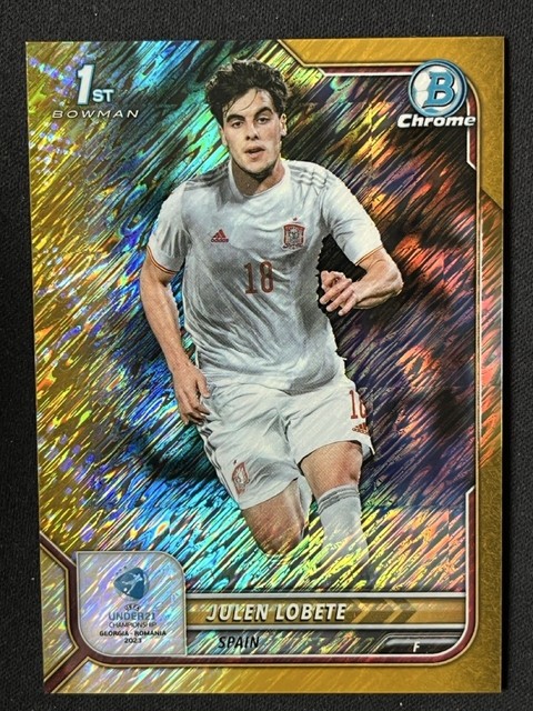Julen Lobete 2022 Bowman Chrome Road To UEFA U21 Gold Shimmer Refractor /50 #84
