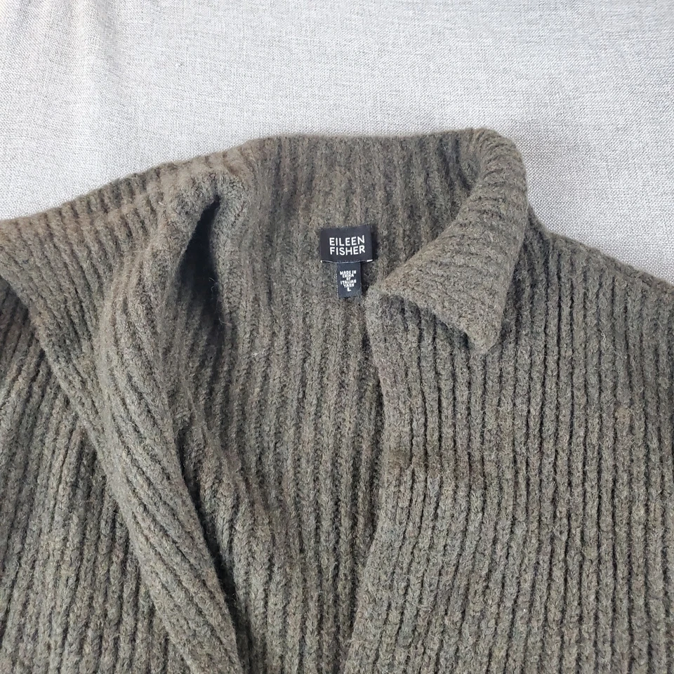 Cárdigan para mujer EILEEN FISHER verde grande mezcla de lana Foto 3 de 4