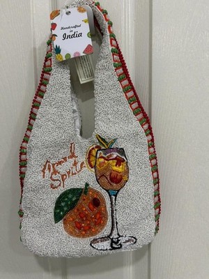 Aperol Spritz Cocktail Beaded Bag Handcrafted in India RARE New Release NWT