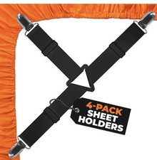 4 Pack Bed Sheet Holder Straps Adjustable Fitted Sheet Clips Corner Grippers
