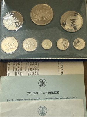 BELIZE 1974 COLLECTOR'S SOLID SETRLING SILVER PROOF COIN SET ASW