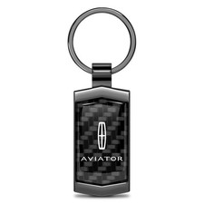 Lincoln Aviator Real 3K Carbon Fiber Gunmetal Black Metal Case Key Chain