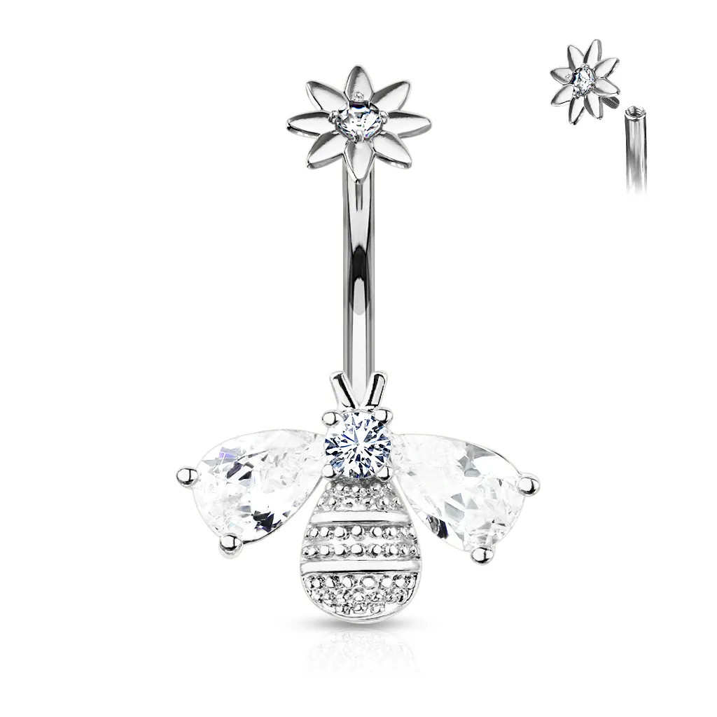 Piercing De Ombligo Abeja Con Alas De Zirconio