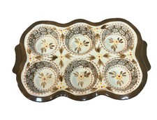 Temptations By Tara Bakeware 6 teglie per muffin marrone floreale modello vecchio mondo cottura