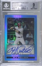 2009 Bowman Draft Prospects Chrome Blue Refractor AJ Pollock BGS 9 MINT Auto 3i6