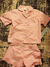Cat  Jack Girls 2pc Pajama Set Pink/White Gingham Button-Up Shorts, 8