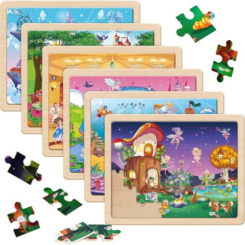 SYNARRY Unicorn Mermaid Princess Fairy Wooden Puzzles for Kids Ages 4-6, 6...