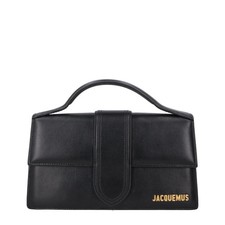 JACQUEMUS Womens Le Grand Bambino Leather Shoulder Bag Black Logo OS RRP 775