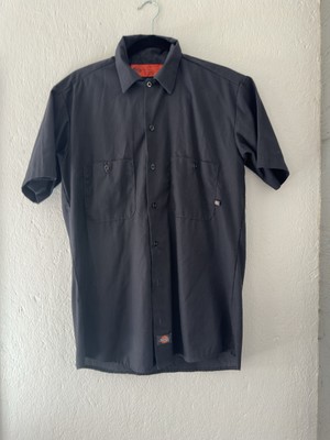 Dickies Men's Industrial Utility Work Black Poly / Cotton Collard W/ Pockets Sm