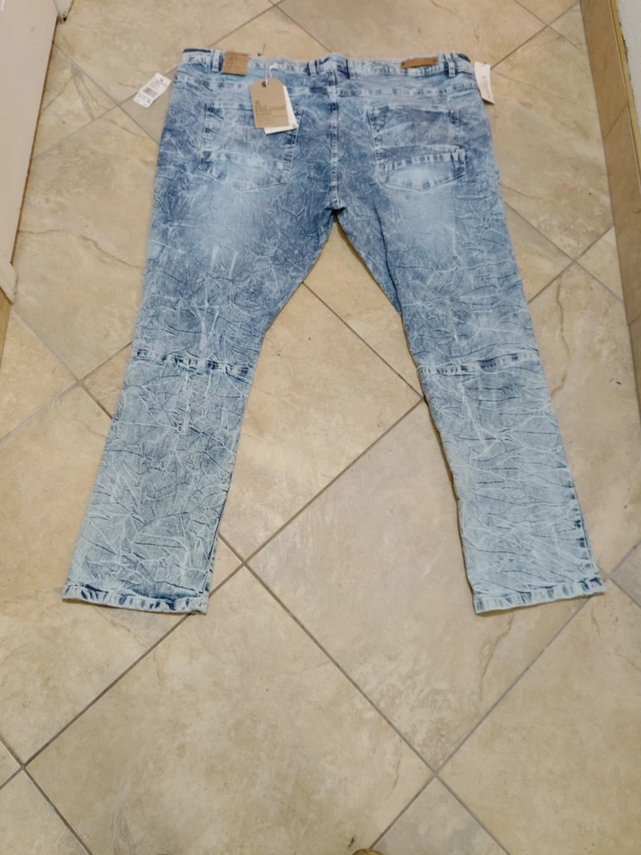 Big & Tall Evolution 牛仔男式坚固牛仔浅蓝色牛仔裤 48 码街头服饰 — 第 2/4 张图片