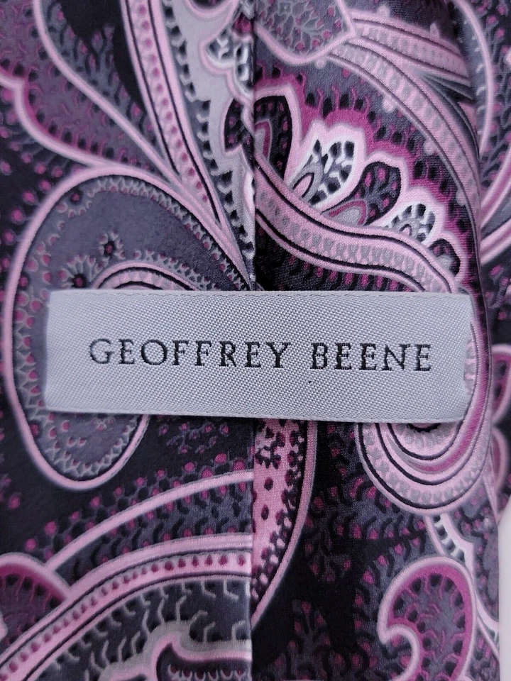 Gravata formal masculina Geoffrey Beene 59"Lx3.25"W rosa/cinza - Imagem 3 de 4