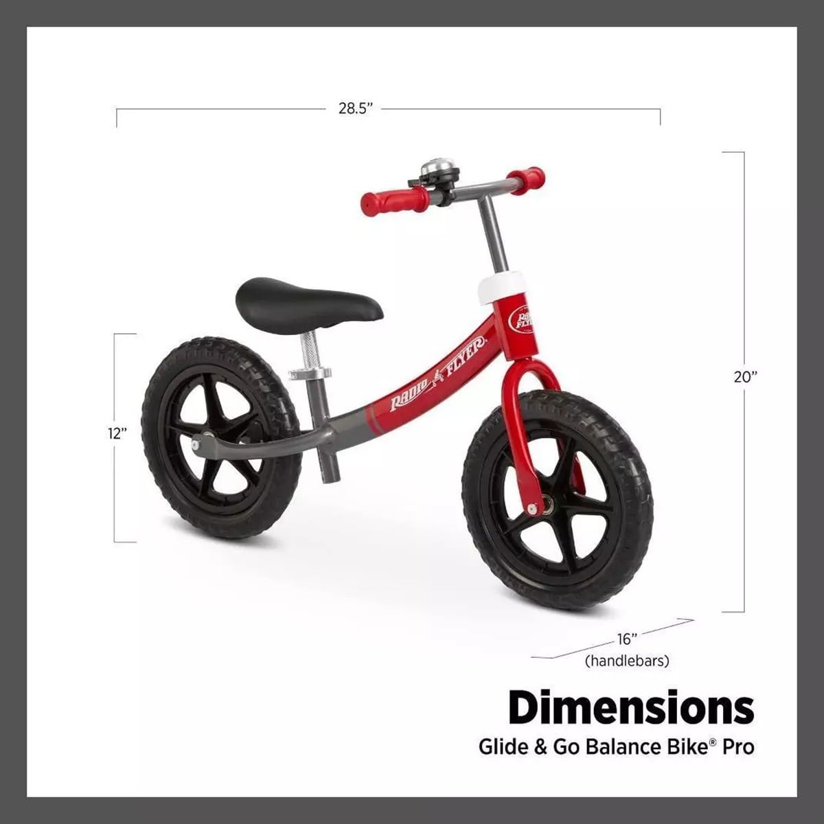 RADIO FLYER 12" KIDS BOYS GIRLS BALANCE BIKE BEGINNER GLIDE GO PRO - BLACK/RED