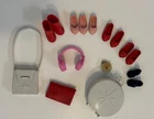 Vtg Doll accessories Luggage, purse, clutch, tape measure & shoes use w/ Barbie