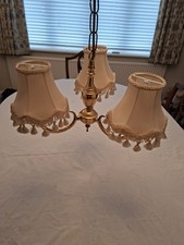 Brass 3 lamp ceiling chandalier with shades