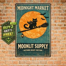 Sanctuary for Wayward Cats Halloween Tin Sign Cafe Wall Art