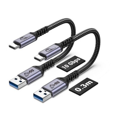 SUMPK 30cm USB C Kabel 10Gbps 2 Packungen, C 3.1 Gen 2 3A 0,3m, grau 