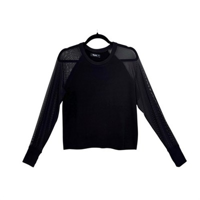 Michael Lauren Mesh Knit Top Black Raglan Sleeve Edgy Minimalist Women's Size XS