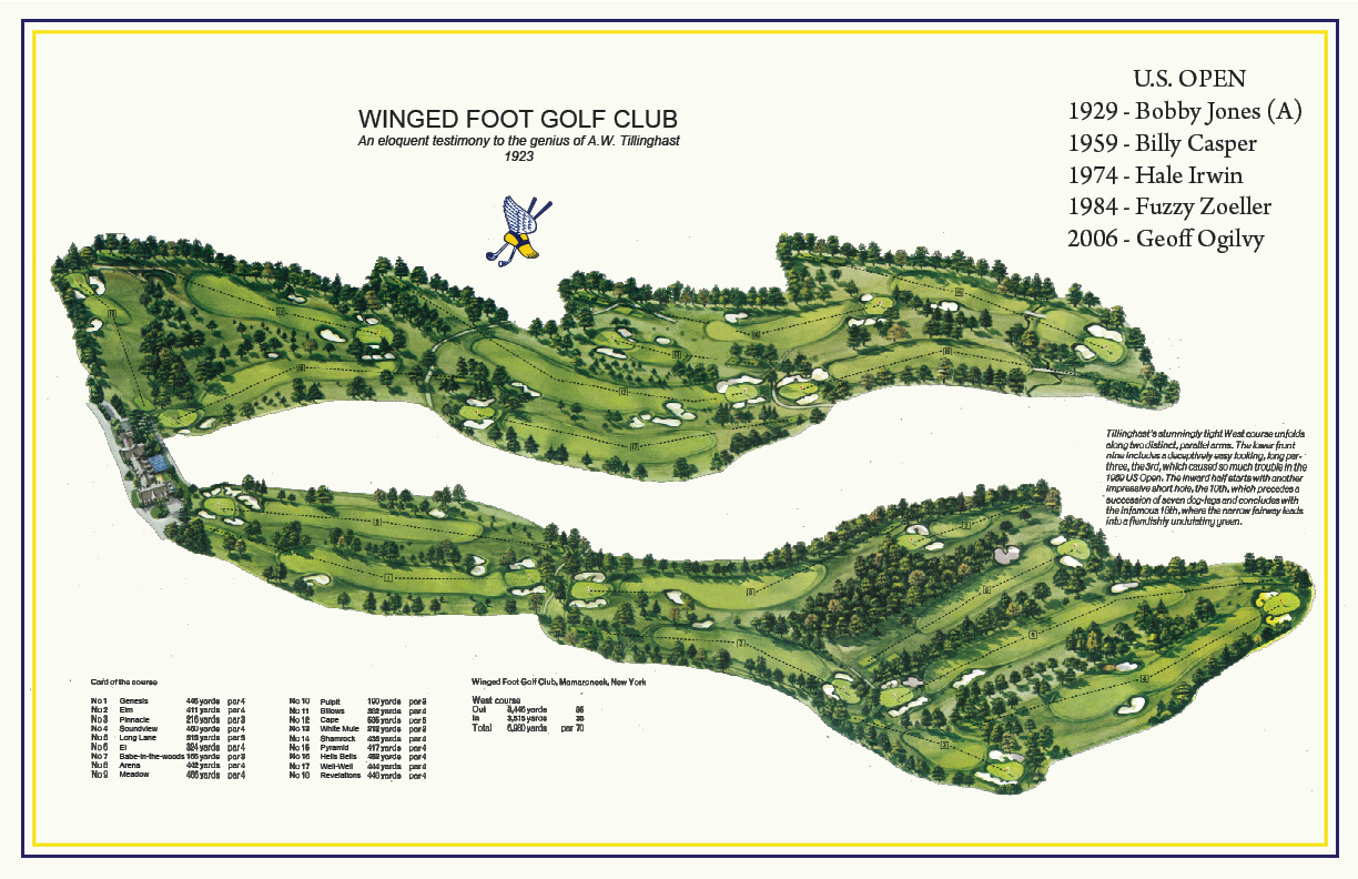 Winged Foot Golf Club 1923 A.W. Tillinghast a VintageGolfCourseMap
