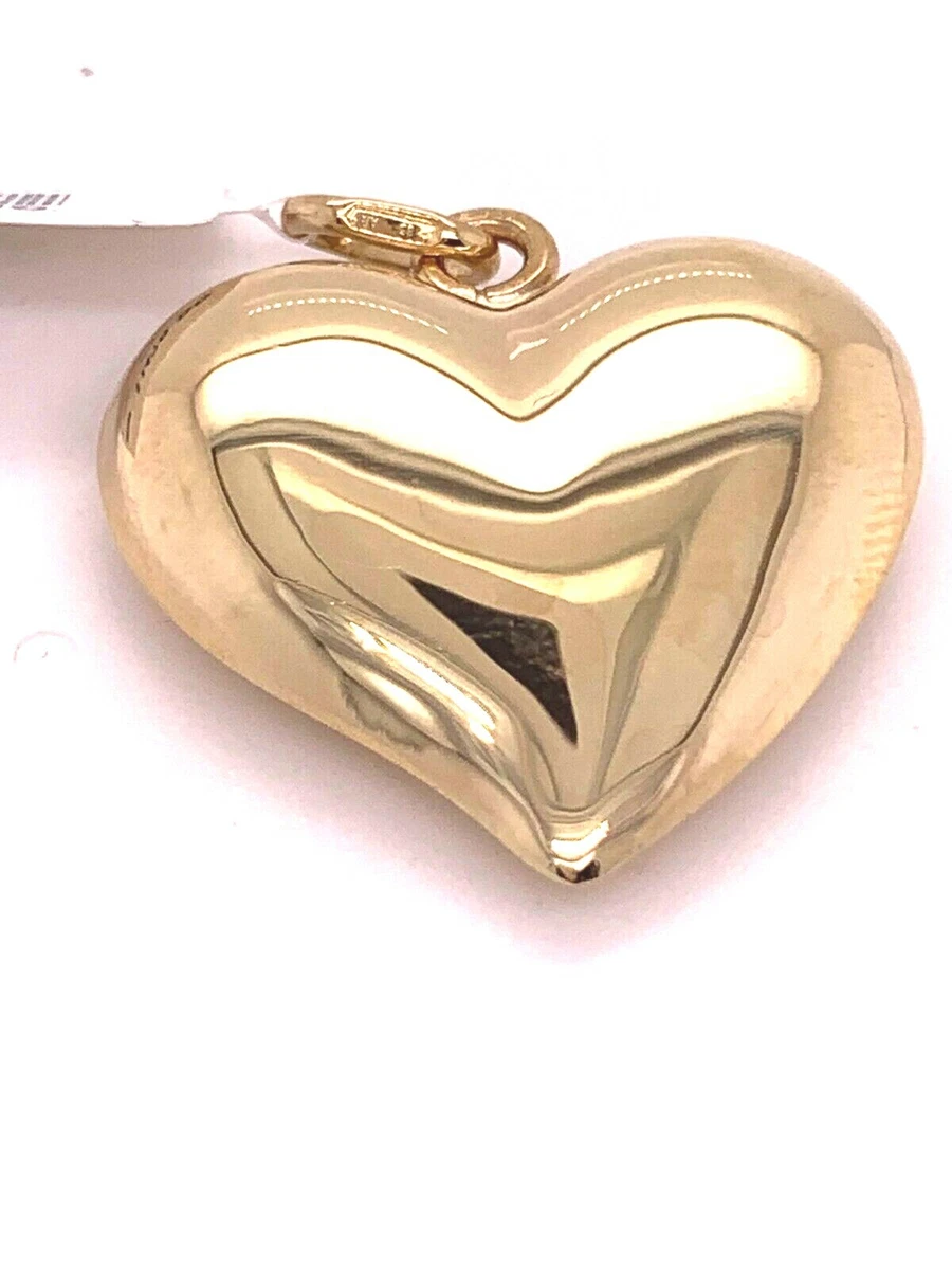 Large gold puffed heart pendant deals